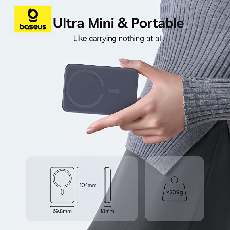 Powerbank Baseus EnerFill FM11 Ultra-Mini, 10000mAh, 22.5W, PD + FQI, Szürke E0026602-1