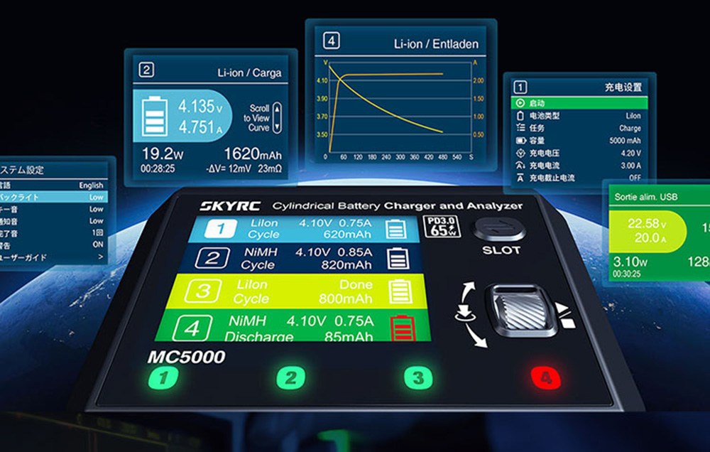 SkyRC MC5000 hengeres akkumulátor töltő és elemző-6