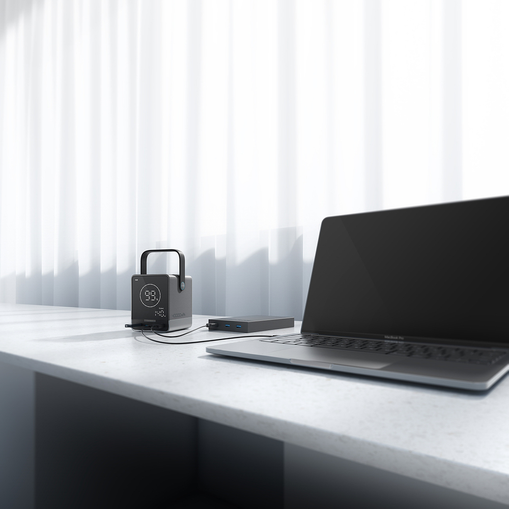 Cuktech Powerbank 300W 40000mAh vezeték nélküli töltéssel 2x USB-C + 2x USB-A - Fekete-25