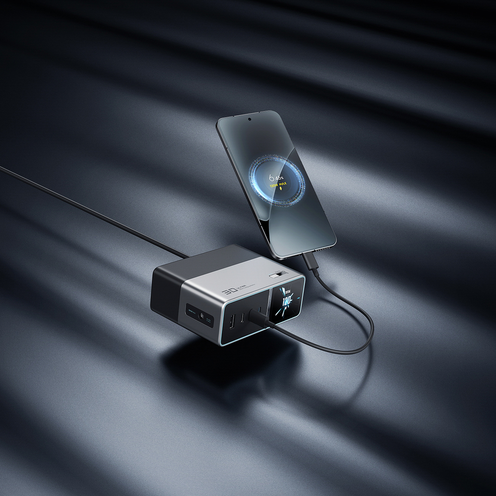 Cuktech TA3005U 300W GaN 5 az 1-ben tölőállomás Digitális Kijelzővel - Ezüst-22