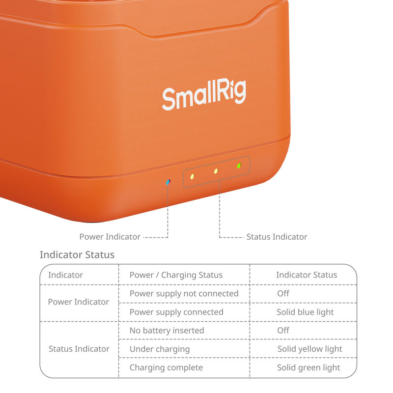 Smallrig 5921 Camera Battery Charger for DJI Action 6 / Action 5 Pro / Osmo 360-2