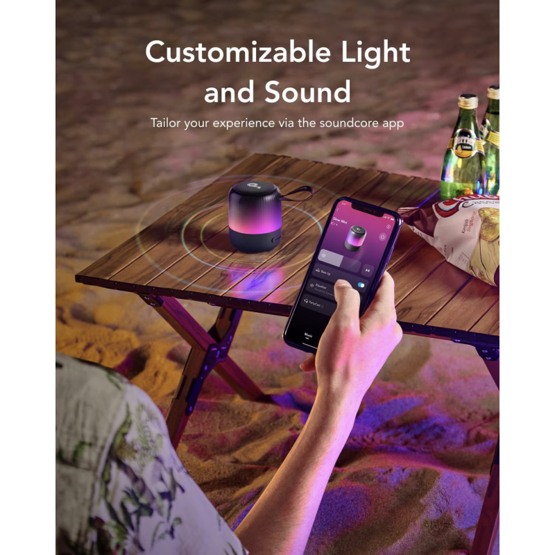 Bluetooth Hangszóró Anker SoundCore Glow Mini, 8W, RGB, Vízálló, Fekete A3136G11-4