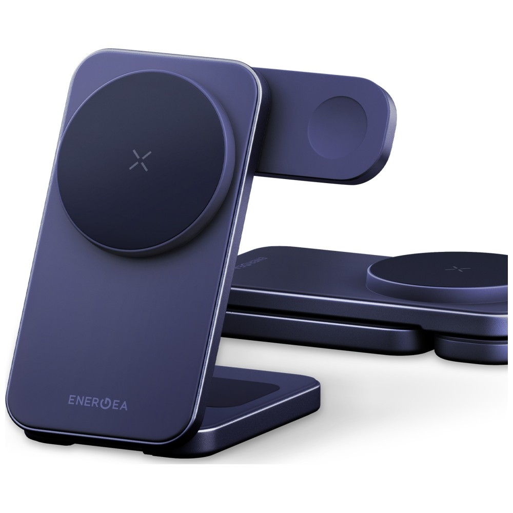 Töltőállomás Energea MagTrio 2 3 az 1-ben Qi2 25W összecsukható kék-1