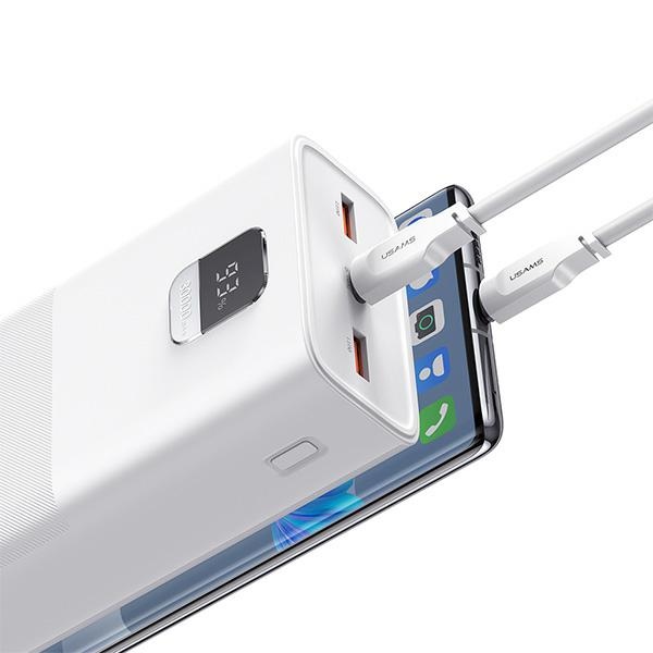 USAMS Powerbank PB68 30000mAh 65WQC3.0+PD Gyors Töltés + USB-C/USB-C kábel 100W fehér-3