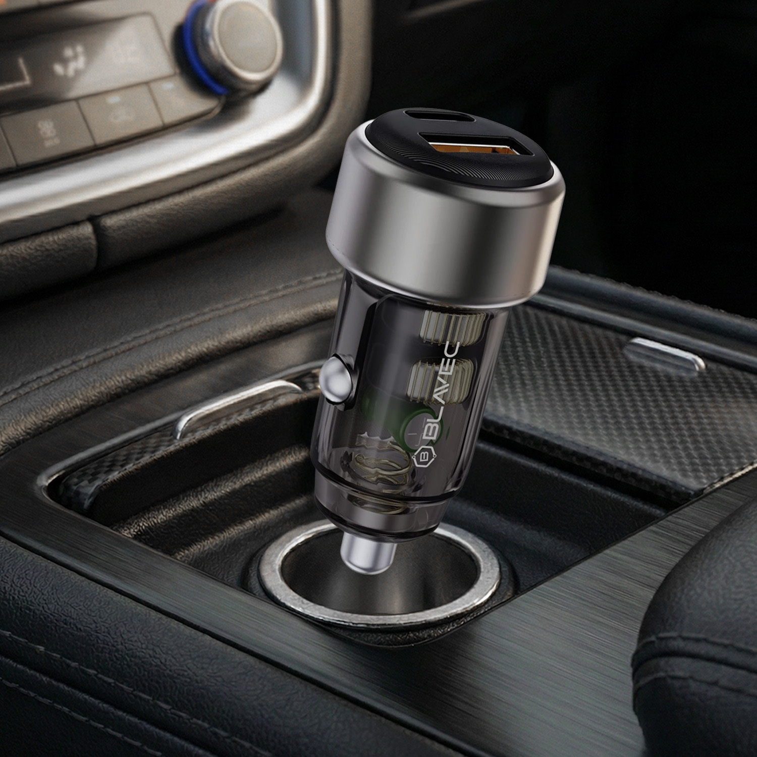 Blavec Autós töltő BS-05B-C Nitro - USB + Type C - QC 3.0 18W PD 65W Type C to Type C kábellel (CCBS05BCN-UCB) fekete-3