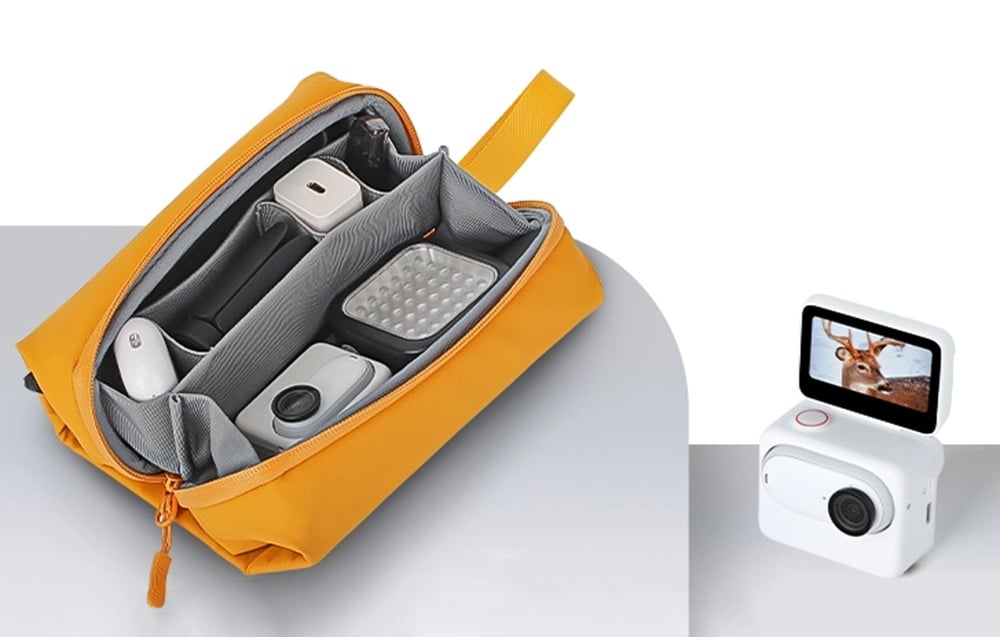 Tárolótáska Sunnylife DJI OSMO 360/ Insta360 GO Ultra/ OP 3/ sportkamerához, okostelefonhoz (sárga)-2