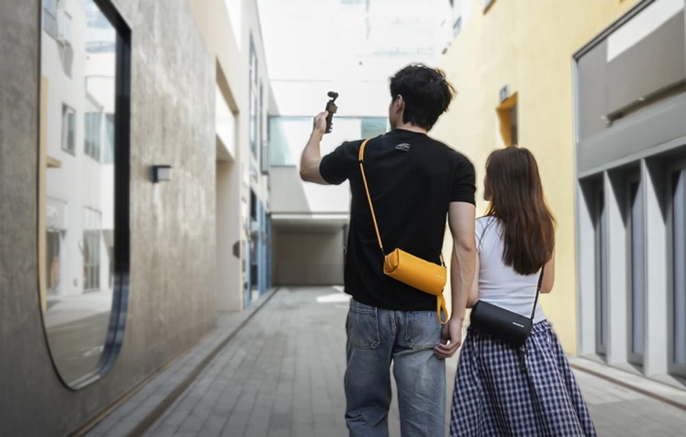 Tárolótáska Sunnylife DJI OSMO 360/ Insta360 GO Ultra/ OP 3/ sportkamerához, okostelefonhoz (sárga)-4