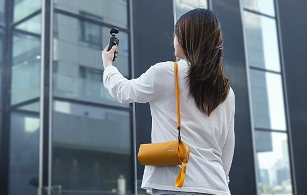 Tárolótáska Sunnylife DJI OSMO 360/ Insta360 GO Ultra/ OP 3/ sportkamerához, okostelefonhoz (sárga)-5