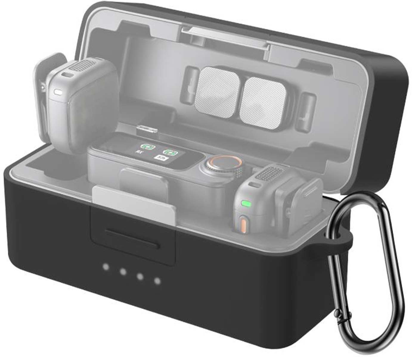 PULUZ szilikon töltő tok védőburkolat DJI Mic 3 (fekete) tok-0