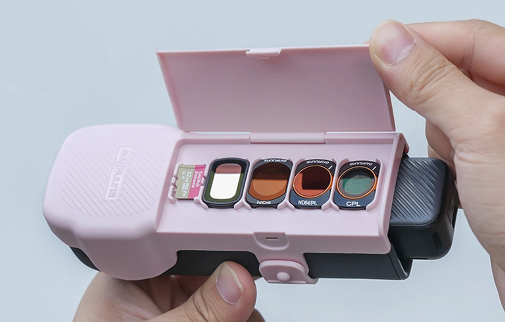 Sunnylife védőtáska szíjjal és zsinórral az Osmo Pocket 3 készülékhez (rózsaszín)-4