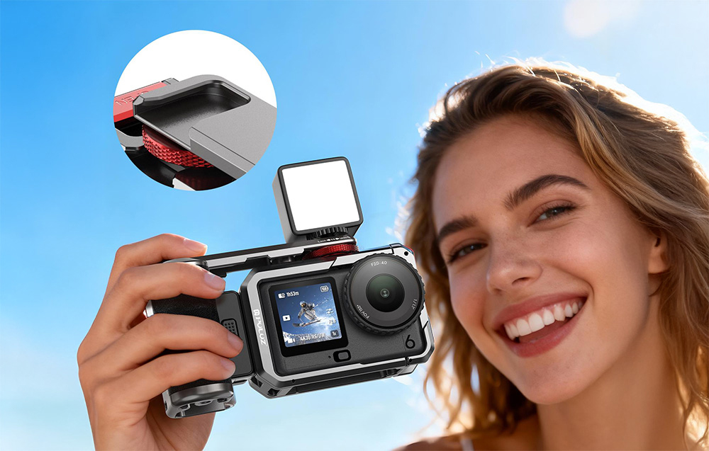 Puluz Titán bővítő ketrec fogantyúval és további csatlakozókkal DJI Osmo Action 6-hoz-3