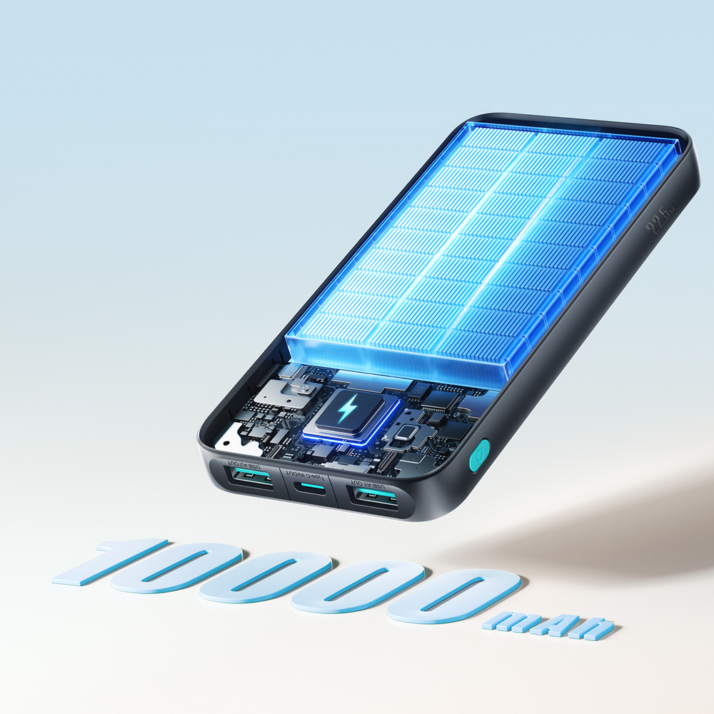 Joyroom JR-PBF12 Pro Powerbank 22,5W 10000mAh Digitális Kijelzővel 2x USB-A 1x USB-C - Fekete-5