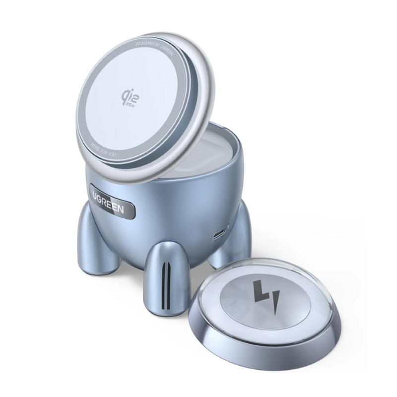UGREEN W713 2 az 1-ben vezeték nélküli töltőállomás, 25W, Kék-0