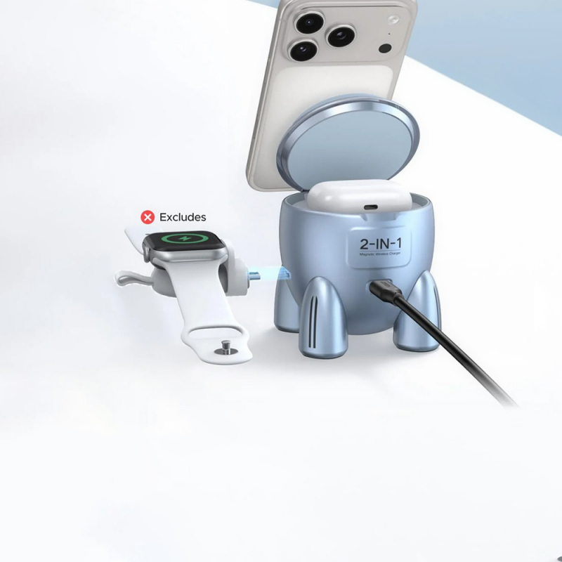 UGREEN W713 2 az 1-ben vezeték nélküli töltőállomás, 25W, Kék-1