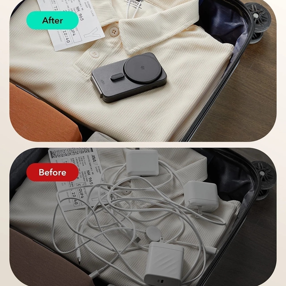 ESR - CryoBoost 3in1 Töltőállomás (2C569A) - Apple Eszközökhöz, 50W Adapterrel, Összehajtható, Gyors Töltés, Qi2, 35W - Fekete-5