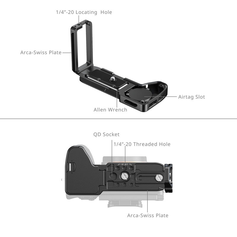 Smallrig 6034 L-Shaped Mount Plate with Airtag Slot for Sony Alpha 7 V / 7R V / 7 IV-2