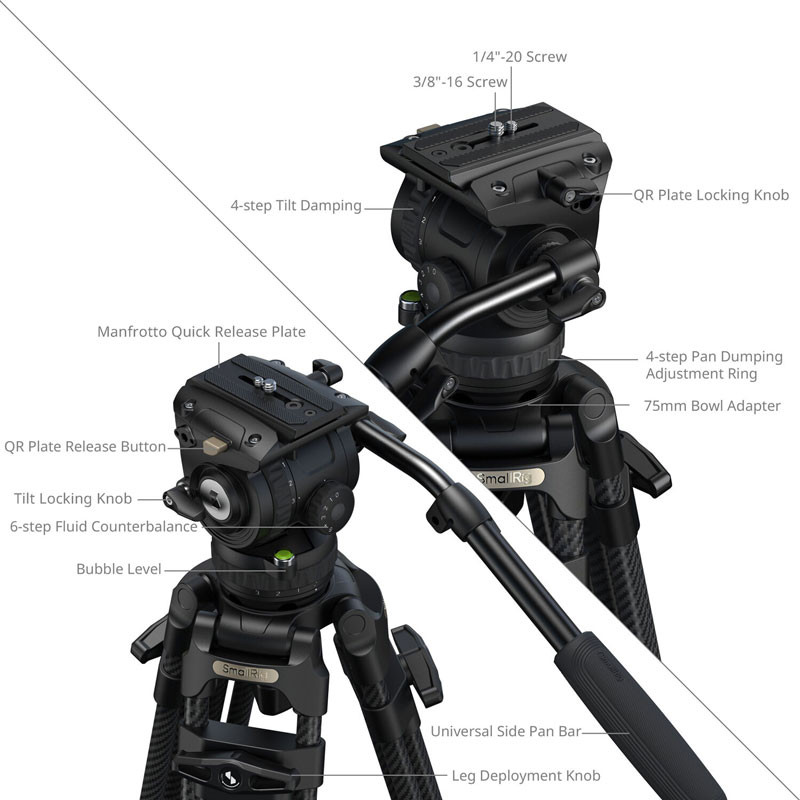 Smallrig 5580 FSD16 Freespeed Heavy-Duty Carbon Fiber Tripod-2