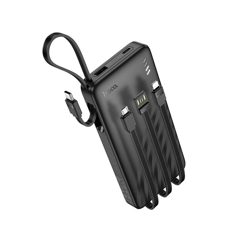 Hoco J146 Powerbank 10000 mAh 2A négy beépített kábellel USB-A + USB-C + Lightning + Micro USB fekete-1