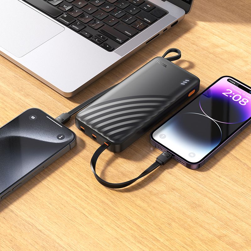 Hoco J146 Powerbank 10000 mAh 2A négy beépített kábellel USB-A + USB-C + Lightning + Micro USB fekete-5