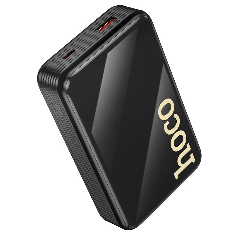 Hoco Q37A 20000 mAh QC PD 22,5W beépített USB-C + Lightning kábelekkel powerbank fekete-0