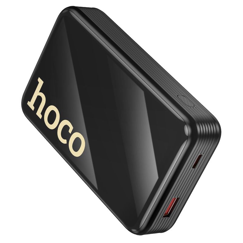 Hoco Q37A 20000 mAh QC PD 22,5W beépített USB-C + Lightning kábelekkel powerbank fekete-1