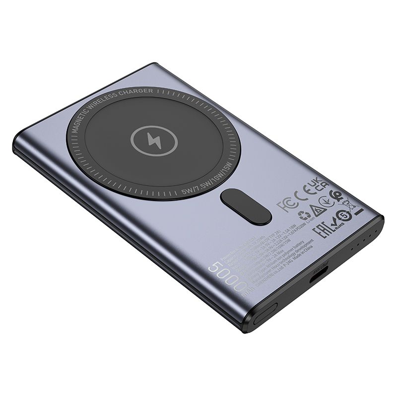 Hoco Q32 MagSafe-kompatibilis 5000 mAh QC PD 20W powerbank, fém szürke-2