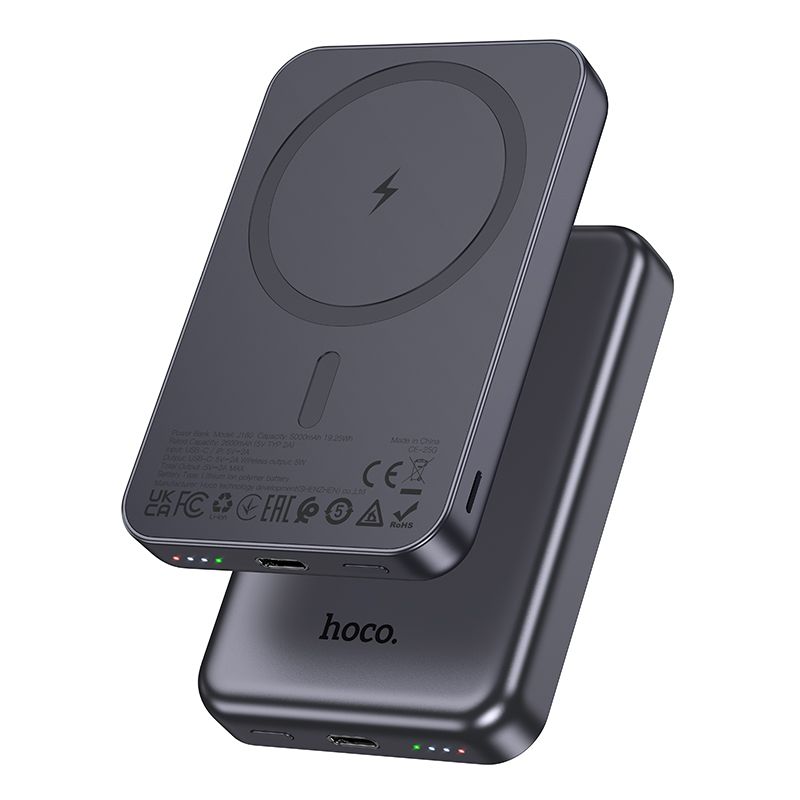Hoco J160 MagSafe-kompatibilis 5000 mAh 2A 5W powerbank, fémes szürke-0