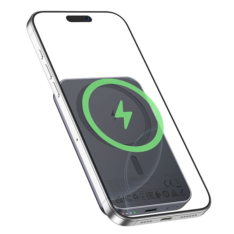 Hoco J160 MagSafe-kompatibilis 5000 mAh 2A 5W powerbank, fémes szürke-1