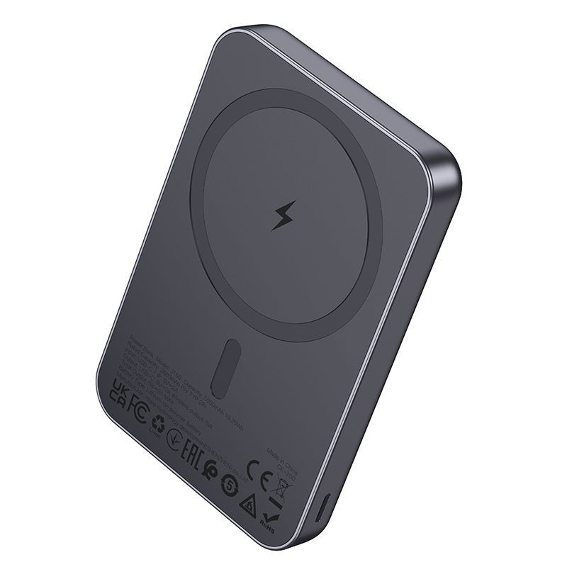 Hoco J160 MagSafe-kompatibilis 5000 mAh 2A 5W powerbank, fémes szürke-5