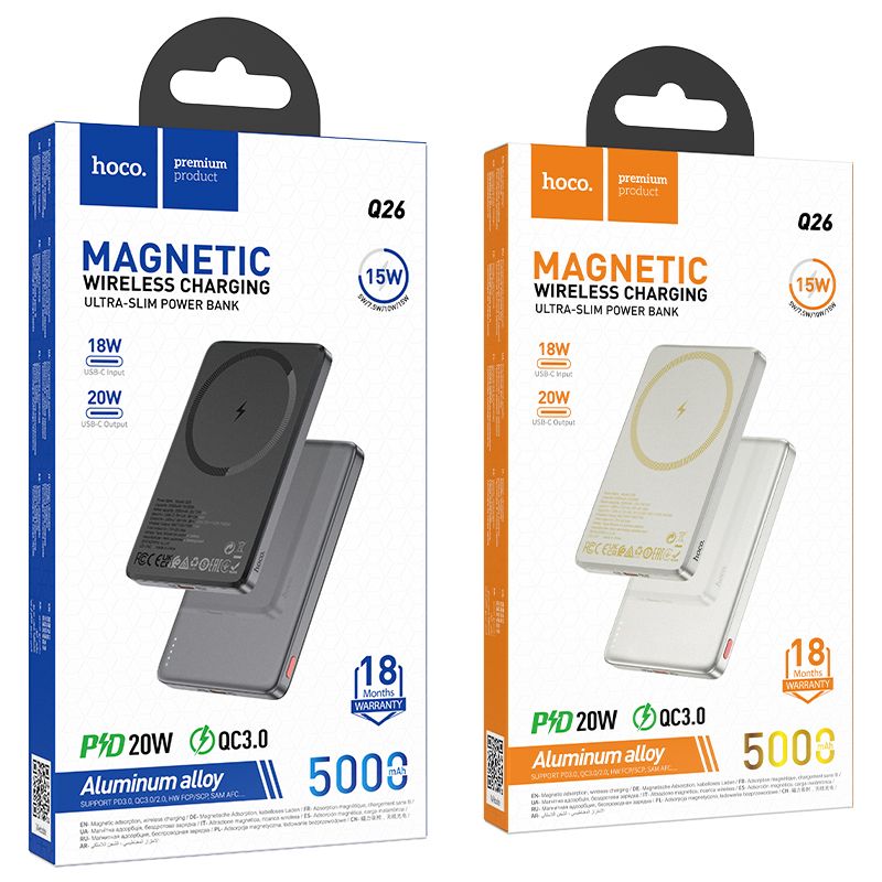 MagSafe kompatibilis Hoco Q26 5000 mAh QC PD 2A 20W powerbank narancssárga-4