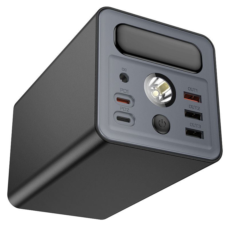 Hoco 60000 mAh QC PD 3A 22,5W DC12V beépített lámpával J138 fekete Powerbank-3