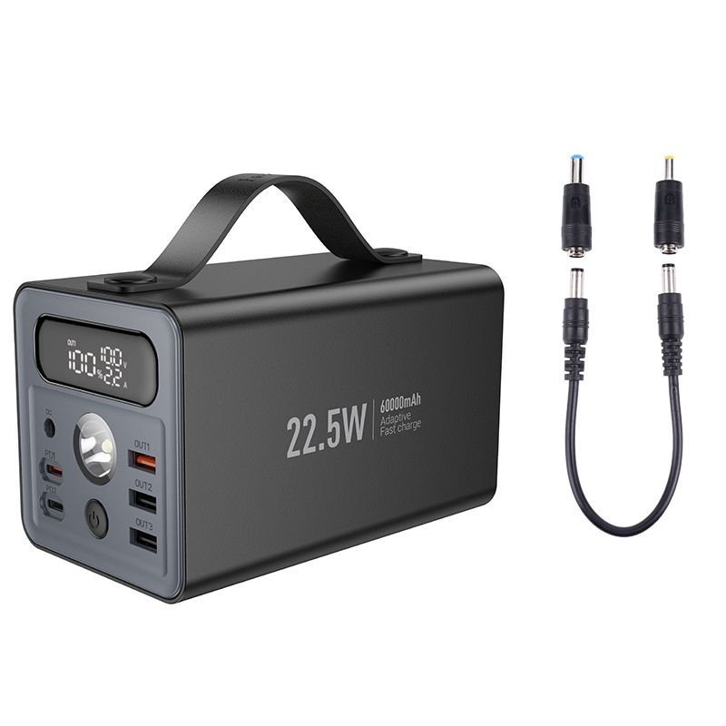 Hoco 60000 mAh QC PD 3A 22,5W DC12V beépített lámpával J138 fekete Powerbank-5