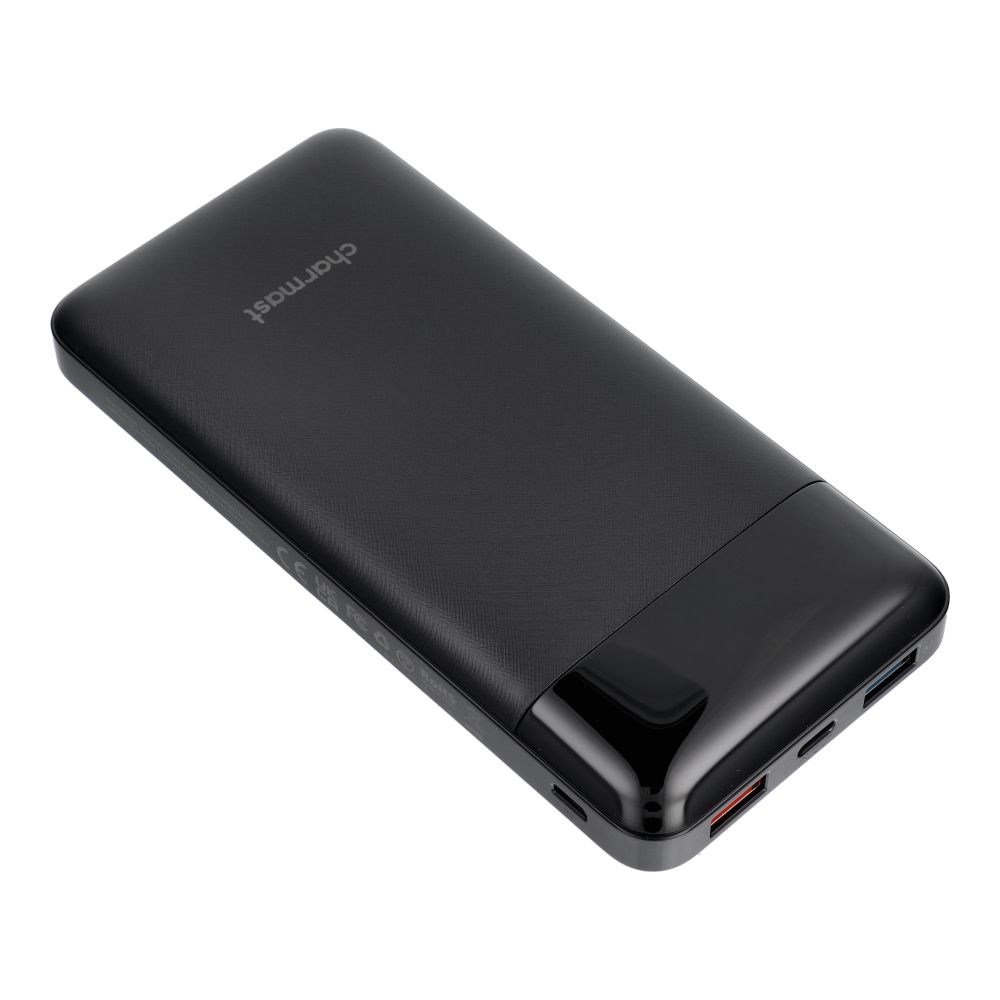 Charmast W2089 PD3.0 3A 22,5W 20000 mAh powerbank beépített USB-A / USB-C / Lightning / Micro USB kábelekkel fekete-0