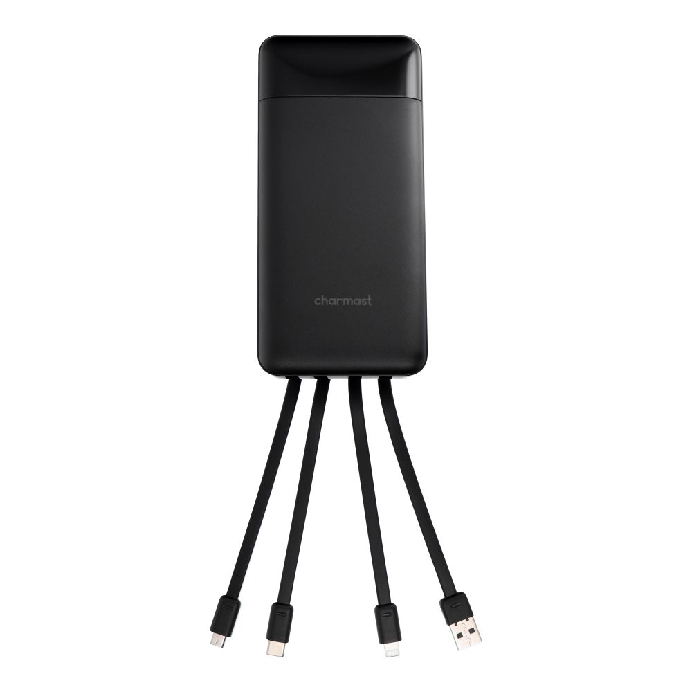 Charmast W2089 PD3.0 3A 22,5W 20000 mAh powerbank beépített USB-A / USB-C / Lightning / Micro USB kábelekkel fekete-4