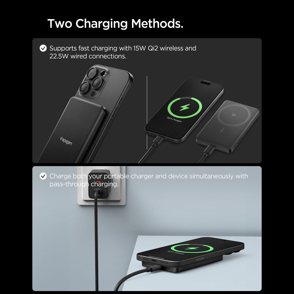 Spigen EA2205MQ Essential MagSafe Power Bank 5000mAh 22.5W Qi2 fekete-5