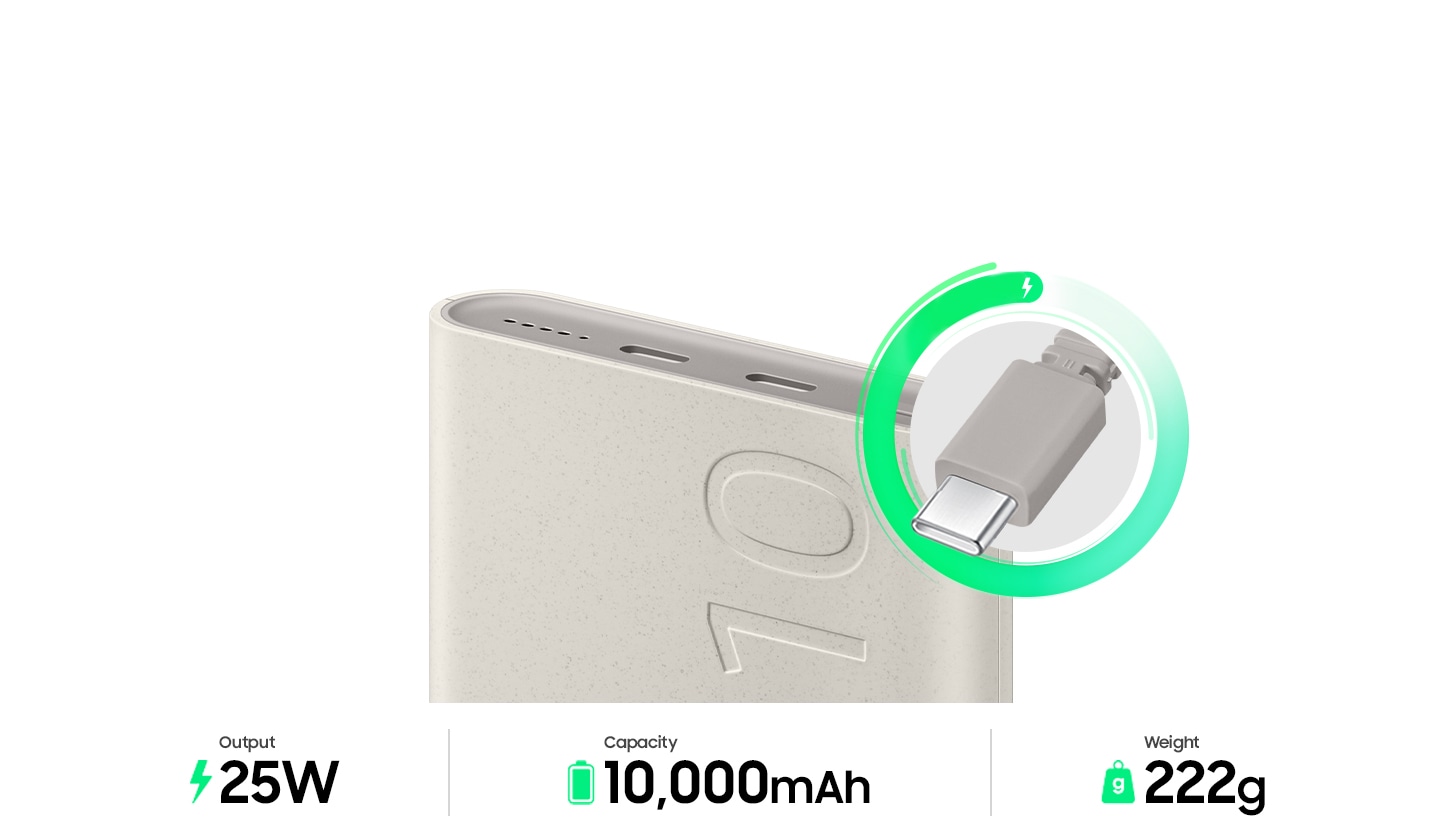 Samsung Vezeték nélküli Powerbank 2x USB-C 25W 10000mAh Bézs gyári (EB-U2510XUEGEU)-4