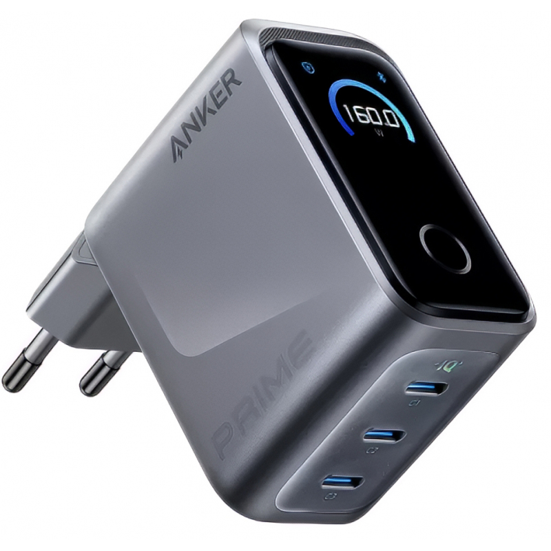Anker Prime fali töltő, 160W, 5.36A, 3 x USB-C, Szürke A2687341-0