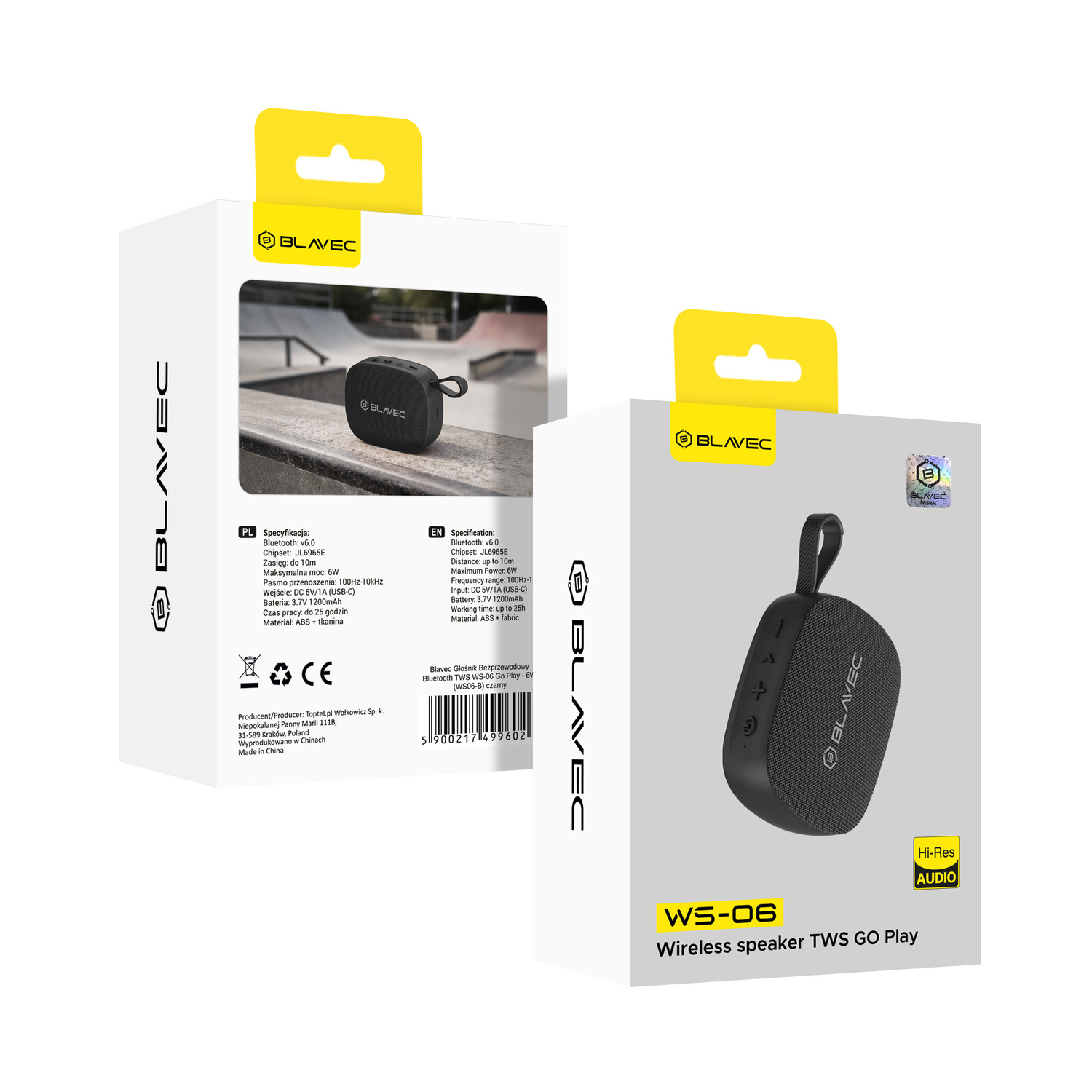 Blavec Portable Bluetooth Hangszóró TWS WS-06 Go Play - 6W (WS06-B) fekete-6