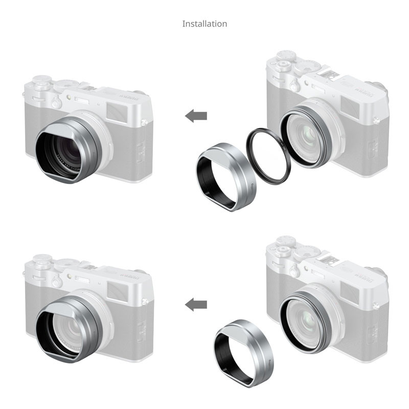 Smallrig 5851 UV Filter with Lens Hood Kit for Fujifilm X100VI / X100V (Silver)-1