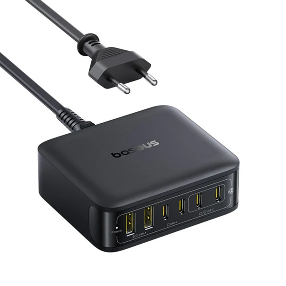 Baseus Fali töltő EnerFill FH21 (E0120T00) - 4x Type-C, 2x USB, 120W, GaN technológia, 1.5m - Fekete-2