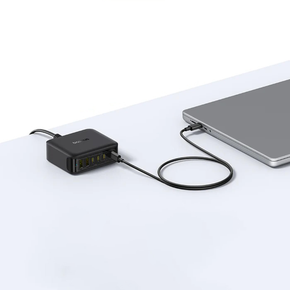 Baseus Fali töltő EnerFill FH21 (E0120T00) - 4x Type-C, 2x USB, 120W, GaN technológia, 1.5m - Fekete-4