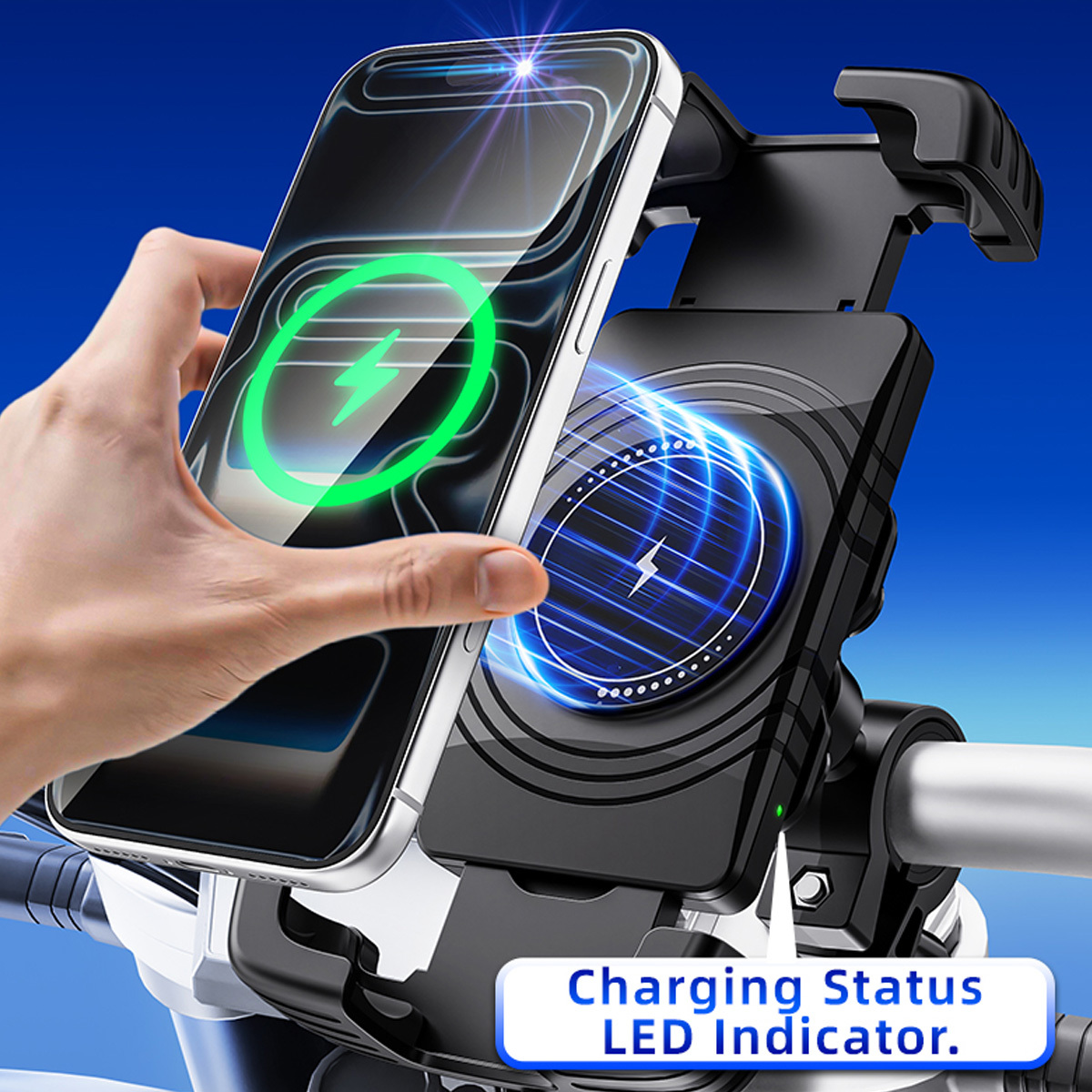 Blavec BVC-01 Velo kerékpáros/motoros mobiltelefon tartó indukciós töltéssel és rázkódás csillapítással (BVC01-ICSAHB) fekete-3