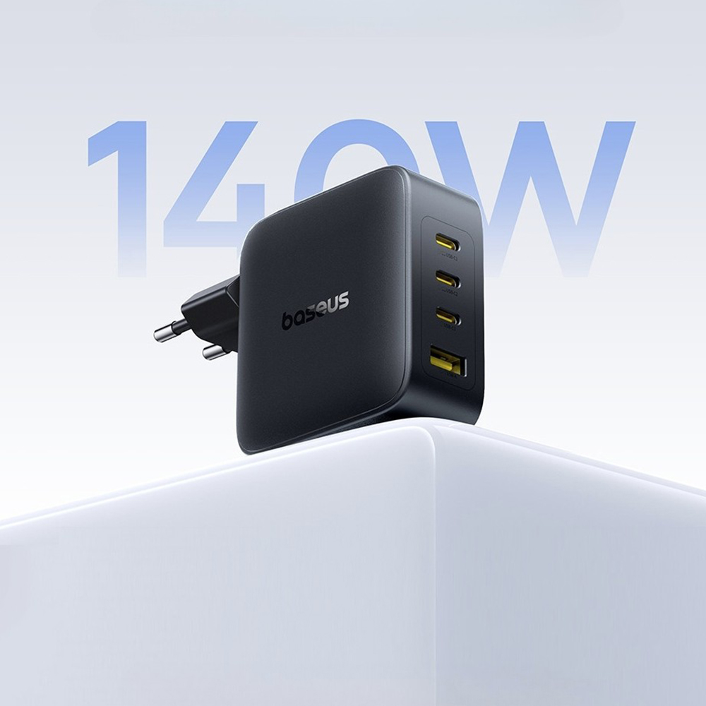 Baseus - EnerFill FH11 (E0121J00) - 3x USB-C, 1x USB-A, 140W, GaN Technológia, Gyors Töltés - Kozmikus Fekete-1