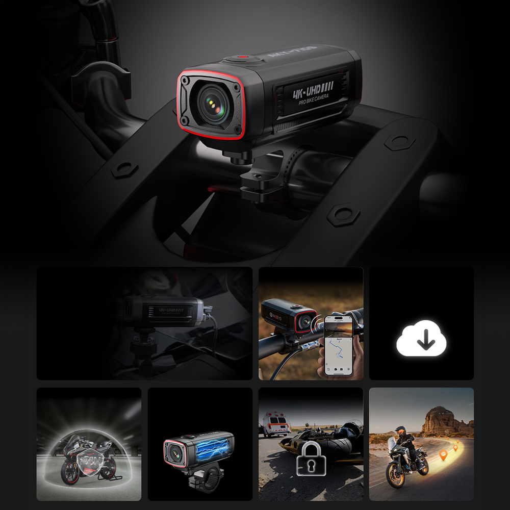AKEEYO AKY-710S sportkamera 4K videórögzítő motorkerékpár kormányra - fekete-11