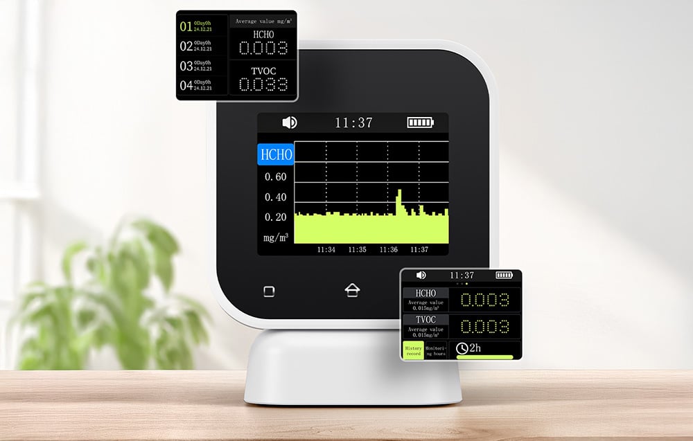 FNIRSI 4-IN-1 Indoor Air Quality Monitor Touchscreen Formaldehyde Detector SFD-02-4