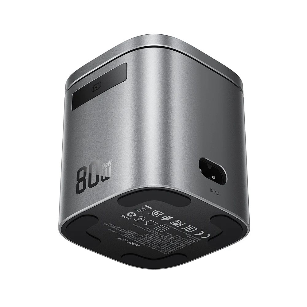 Asztali Töltőállomás Acefast Z9 QI 6in1, 80W, 1 x USB-A - 1 x USB-C, USB-C kábellel, Fekete Magsafe-2