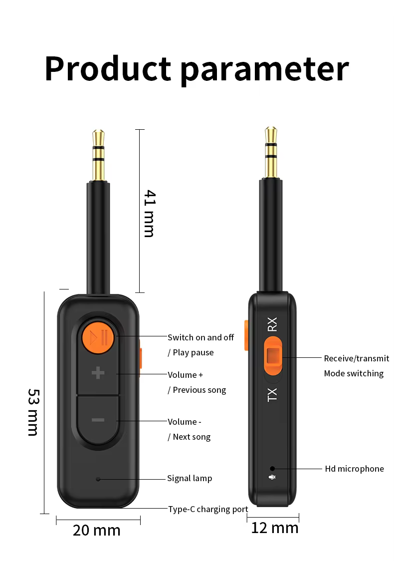 M1 AUX Bluetooth 5.4 vezeték nélküli zeneadapter 3.5mm AUX adapter-6