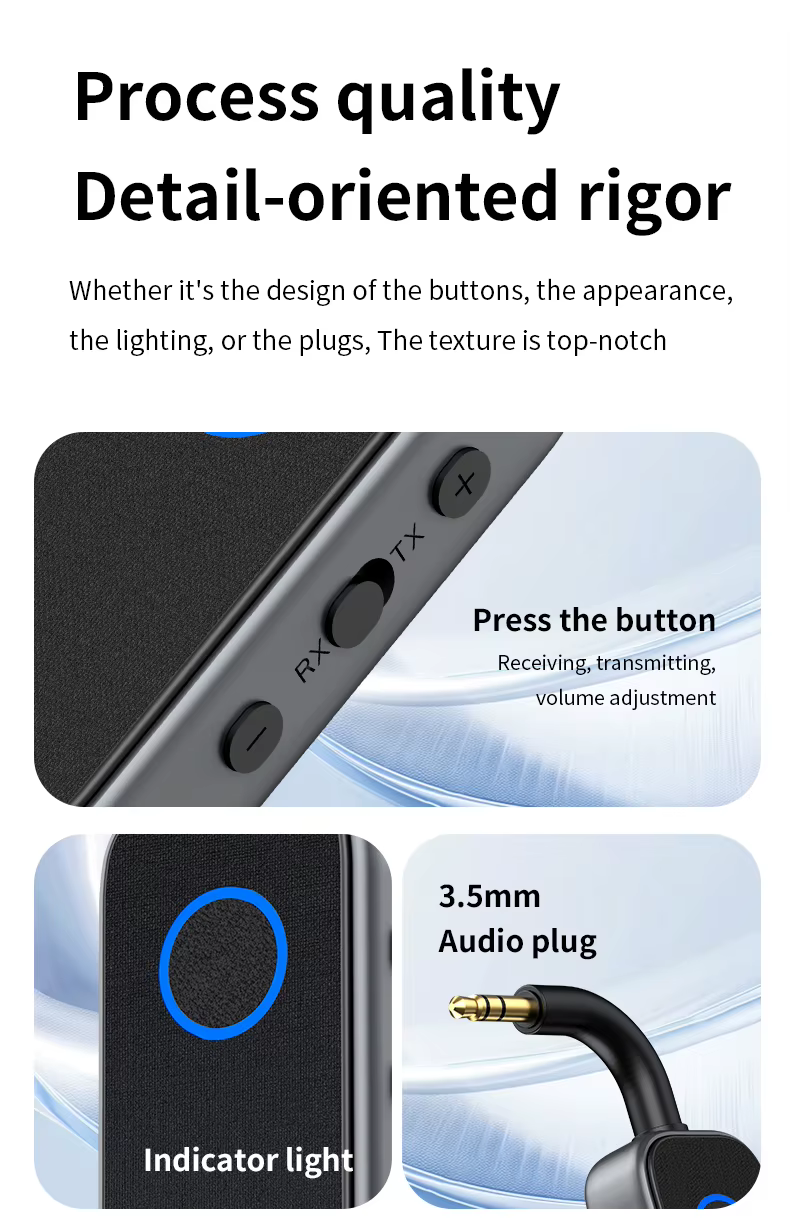 M2 2 az 1-ben Bluetooth 6.0 audio adapter vevő és adó autóhoz, TV-hez és fejhallgatóhoz-14