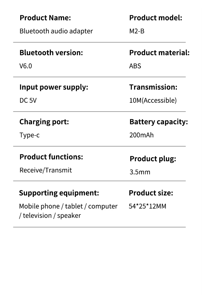M2 2 az 1-ben Bluetooth 6.0 audio adapter vevő és adó autóhoz, TV-hez és fejhallgatóhoz-8