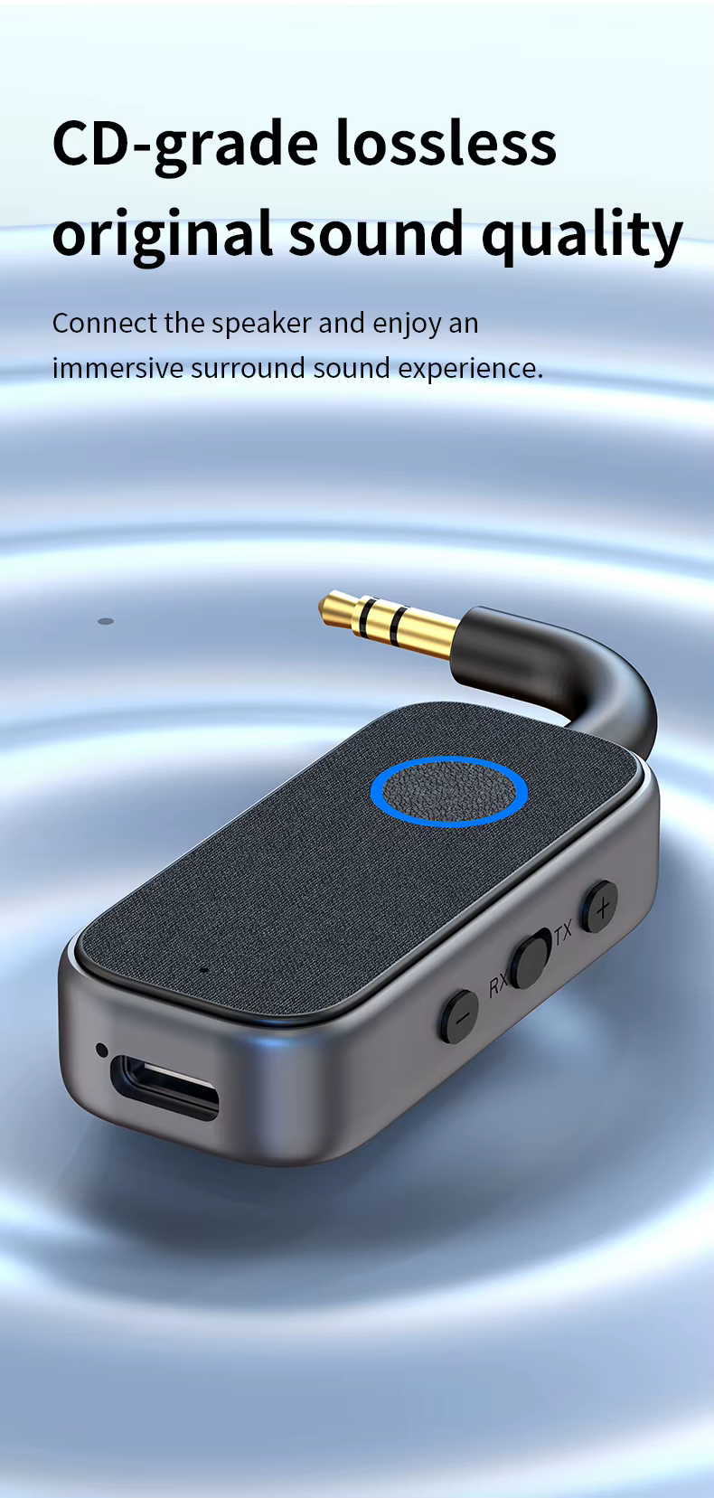 M2 2 az 1-ben Bluetooth 6.0 audio adapter vevő és adó autóhoz, TV-hez és fejhallgatóhoz-5